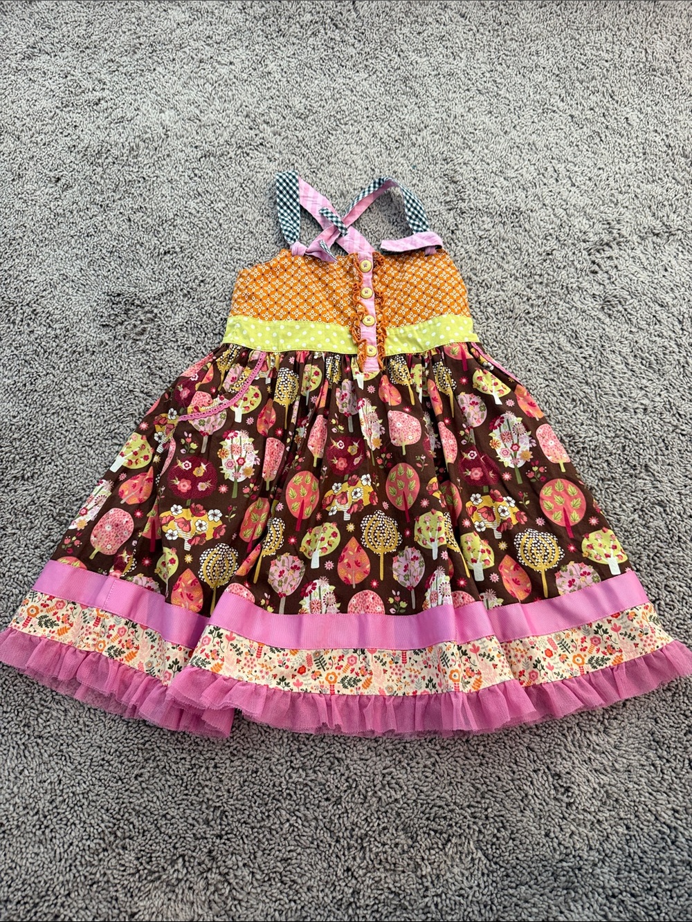 Matilda Jane Brown, Pink & Yellow Patterned Sundress for girls